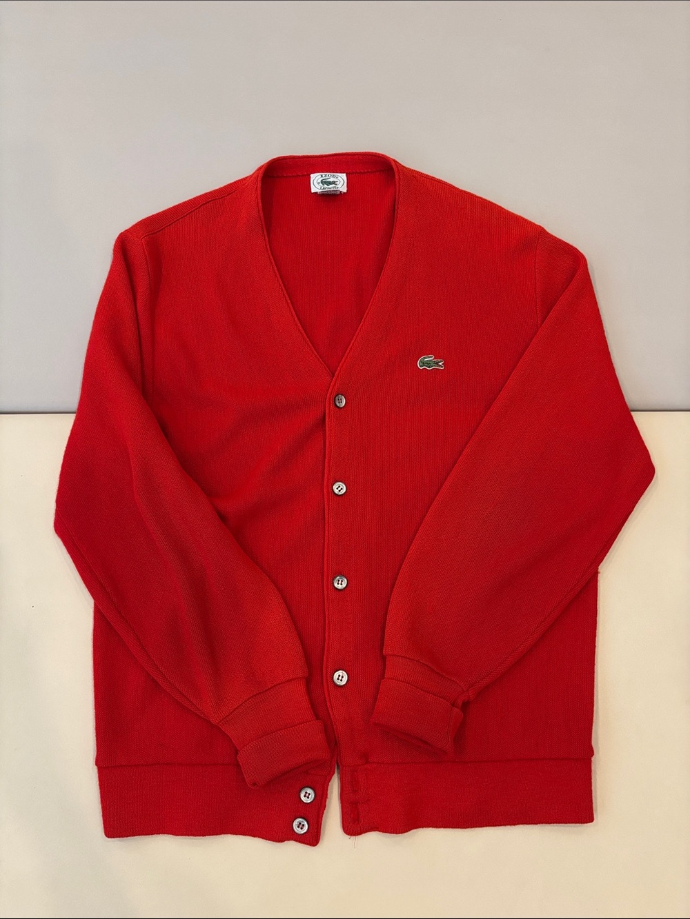 Lacoste Men's Red Button-Up V-Neck Cardigan